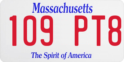 MA license plate 109PT8