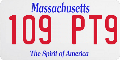 MA license plate 109PT9
