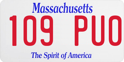 MA license plate 109PU0