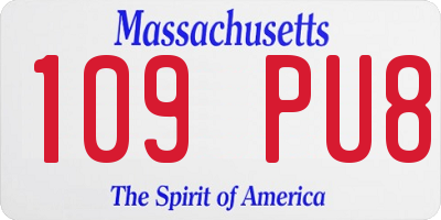 MA license plate 109PU8