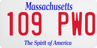 MA license plate 109PW0