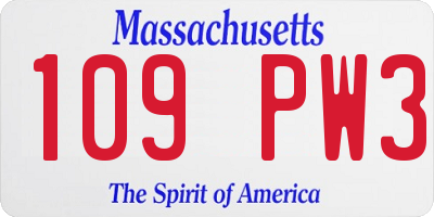 MA license plate 109PW3