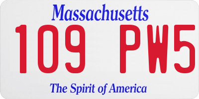 MA license plate 109PW5