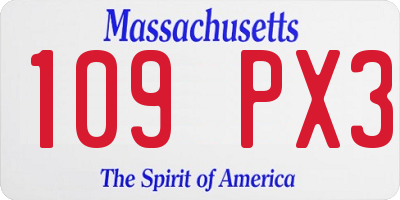 MA license plate 109PX3