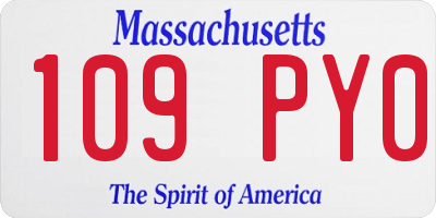 MA license plate 109PY0