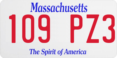 MA license plate 109PZ3