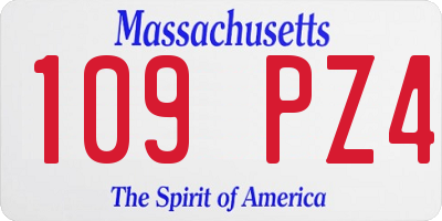 MA license plate 109PZ4
