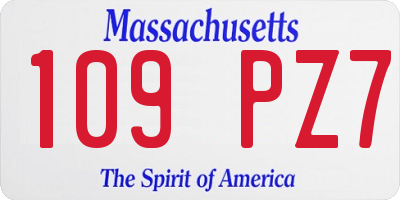 MA license plate 109PZ7
