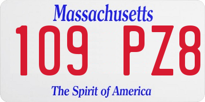 MA license plate 109PZ8