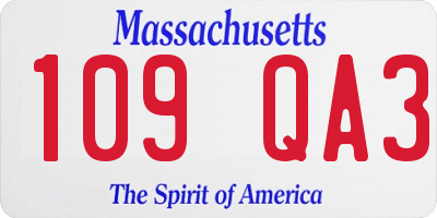 MA license plate 109QA3