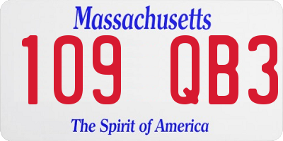 MA license plate 109QB3