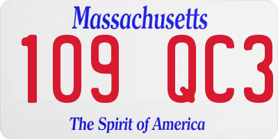 MA license plate 109QC3