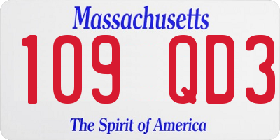 MA license plate 109QD3