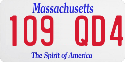 MA license plate 109QD4