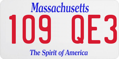 MA license plate 109QE3