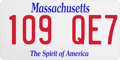 MA license plate 109QE7