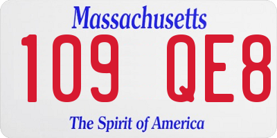 MA license plate 109QE8