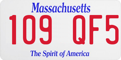 MA license plate 109QF5