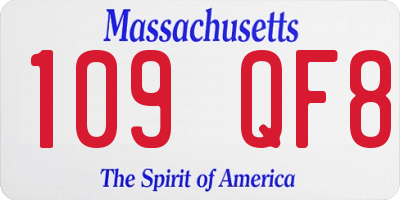 MA license plate 109QF8