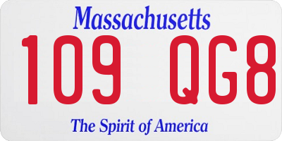 MA license plate 109QG8