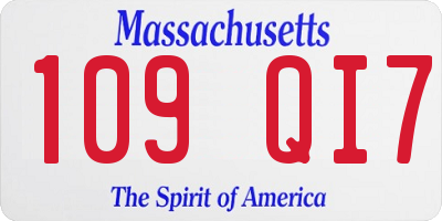 MA license plate 109QI7