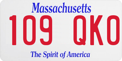 MA license plate 109QK0
