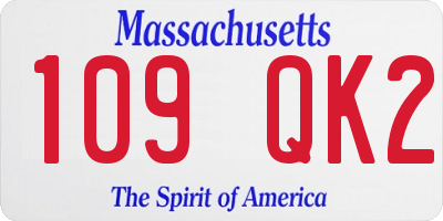 MA license plate 109QK2