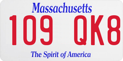 MA license plate 109QK8