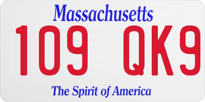 MA license plate 109QK9