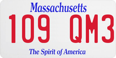 MA license plate 109QM3