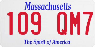 MA license plate 109QM7