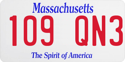 MA license plate 109QN3