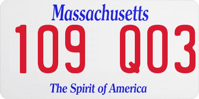 MA license plate 109QO3