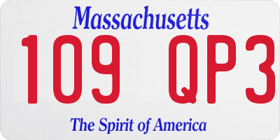 MA license plate 109QP3