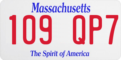 MA license plate 109QP7