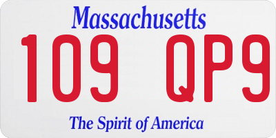 MA license plate 109QP9