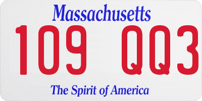 MA license plate 109QQ3