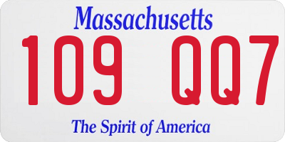 MA license plate 109QQ7