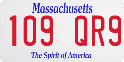 MA license plate 109QR9