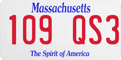 MA license plate 109QS3
