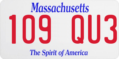 MA license plate 109QU3
