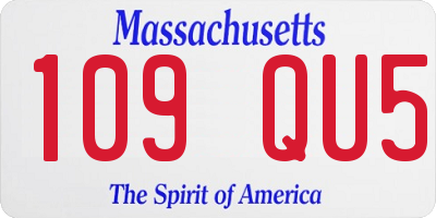 MA license plate 109QU5