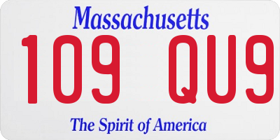 MA license plate 109QU9