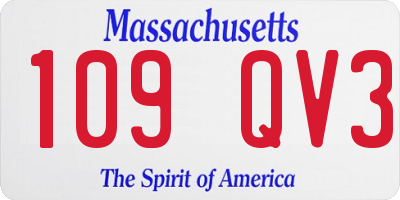 MA license plate 109QV3