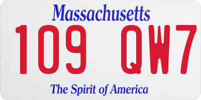 MA license plate 109QW7