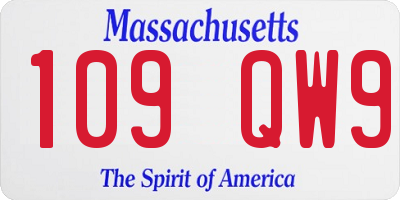 MA license plate 109QW9