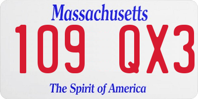 MA license plate 109QX3