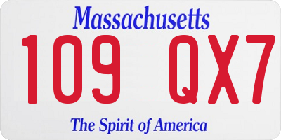MA license plate 109QX7