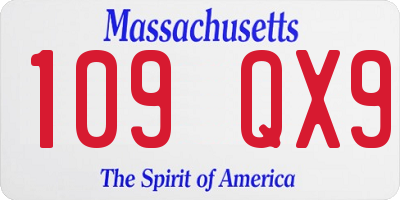 MA license plate 109QX9