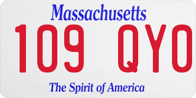 MA license plate 109QY0